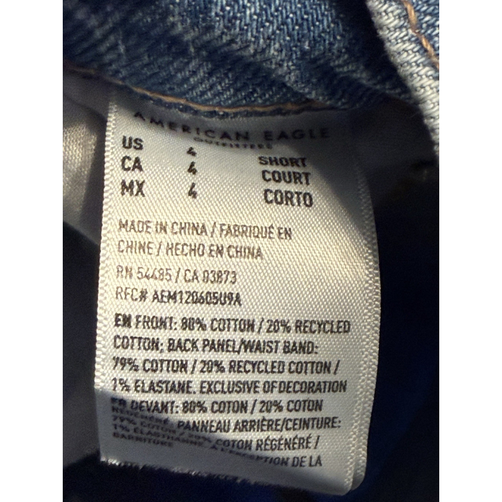 American Eagle Jeans Womens 4 Short Blue High Waist Strigid Straight Destroyed - Picture 7 of 8